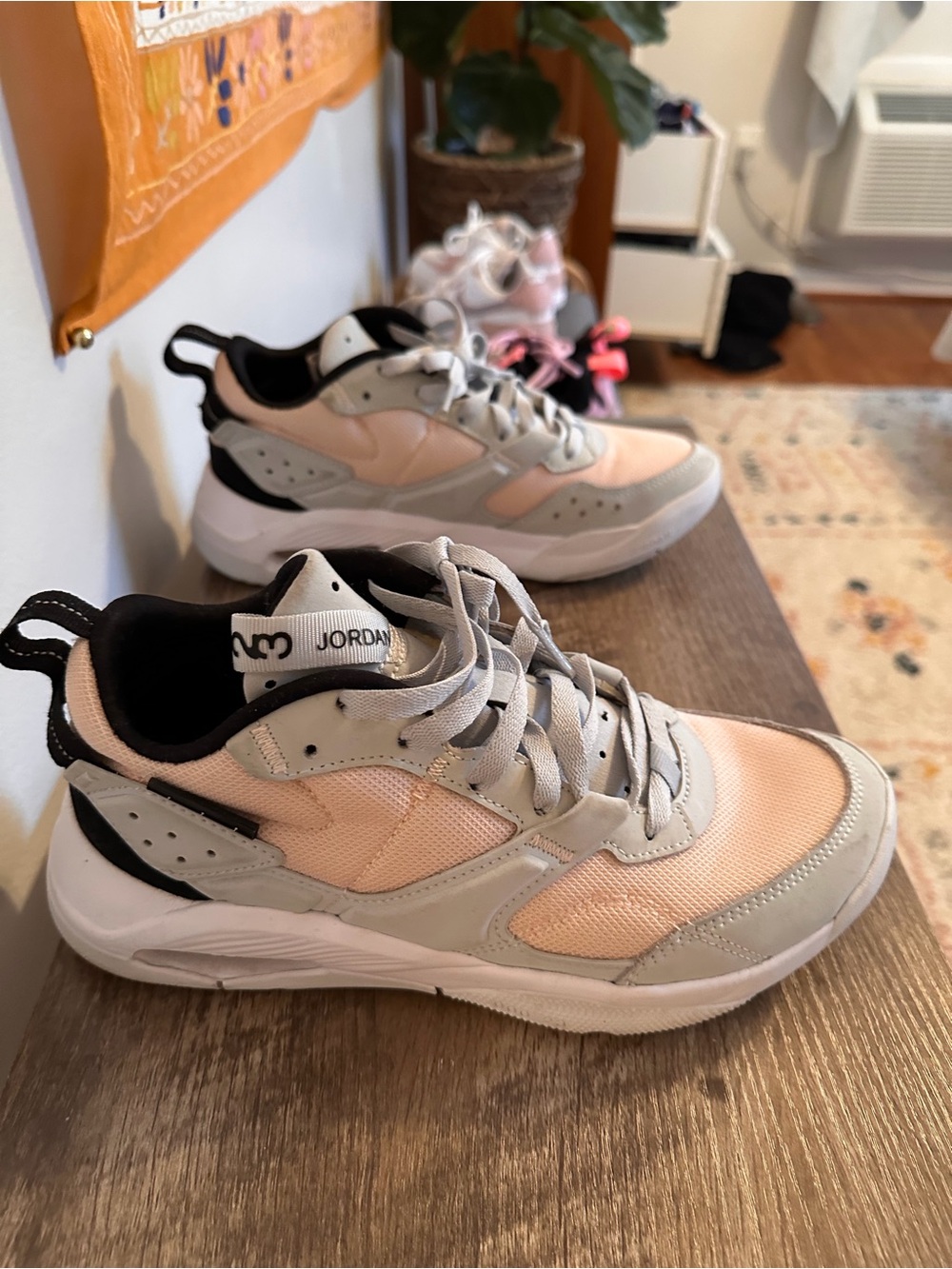 Jordan Aur NFH' Pink and Gray Athletic Sneakers